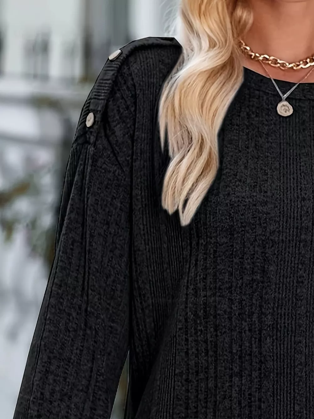 Boat Neck Ribbed Knit T-Shirt, image 12