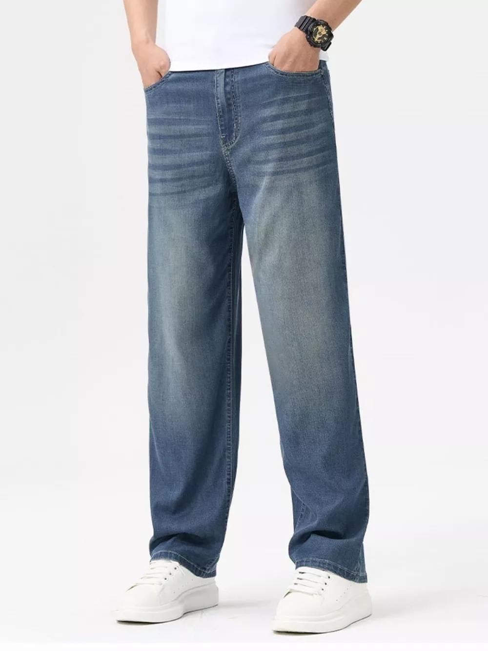 Men's Wash Wide Leg Jeans, image 3