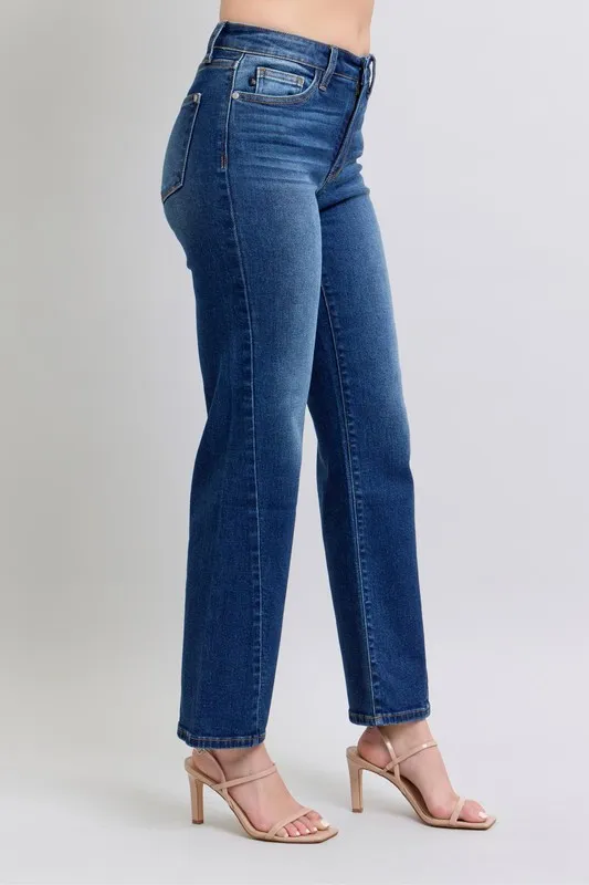 Full Size Side Seam Detail Straight Jeans with Pockets, image 2