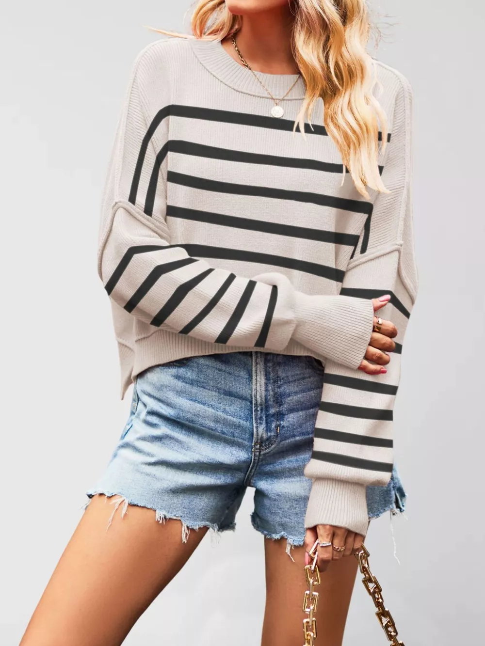 Crew Neck Dropped Shoulder Sweater, image 16