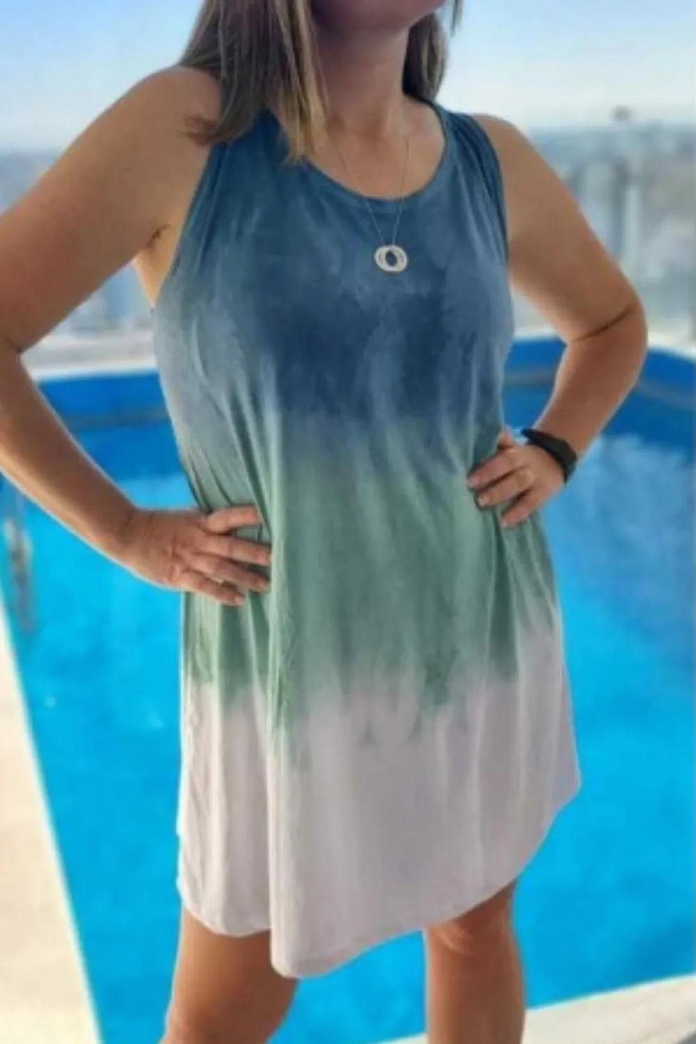 Tie-Dye Sleeveless Mini Tank Dress, image 6