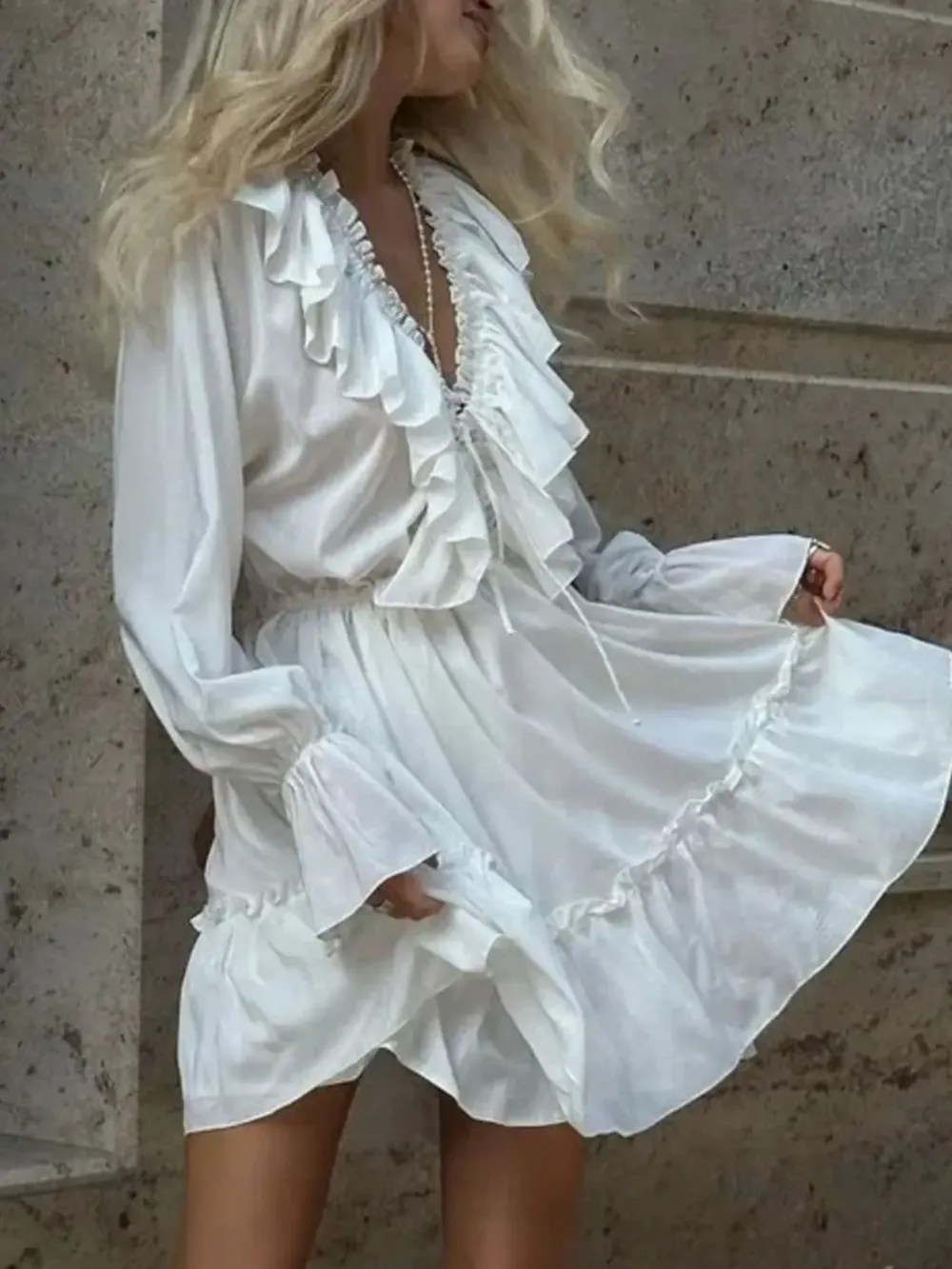 Ruffle Flounce Sleeve Mini Dress, image 11