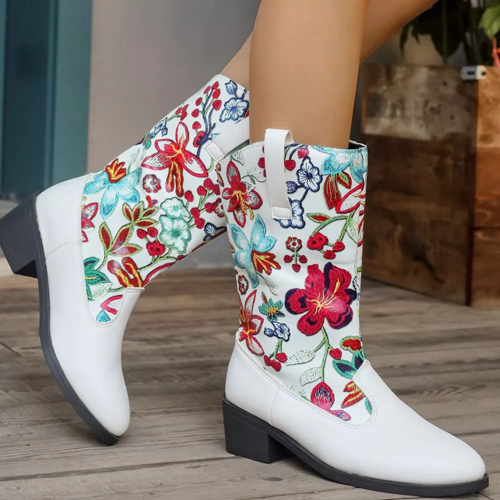 Floral Block Heel Boots, image 5