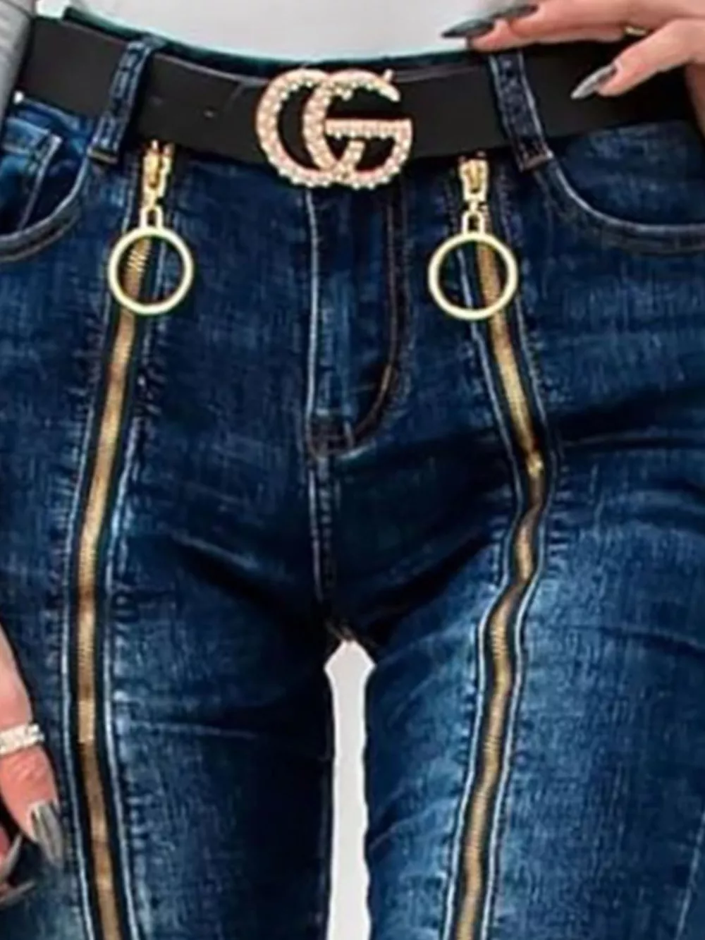Zipper Front Skinny Jeans, image 2