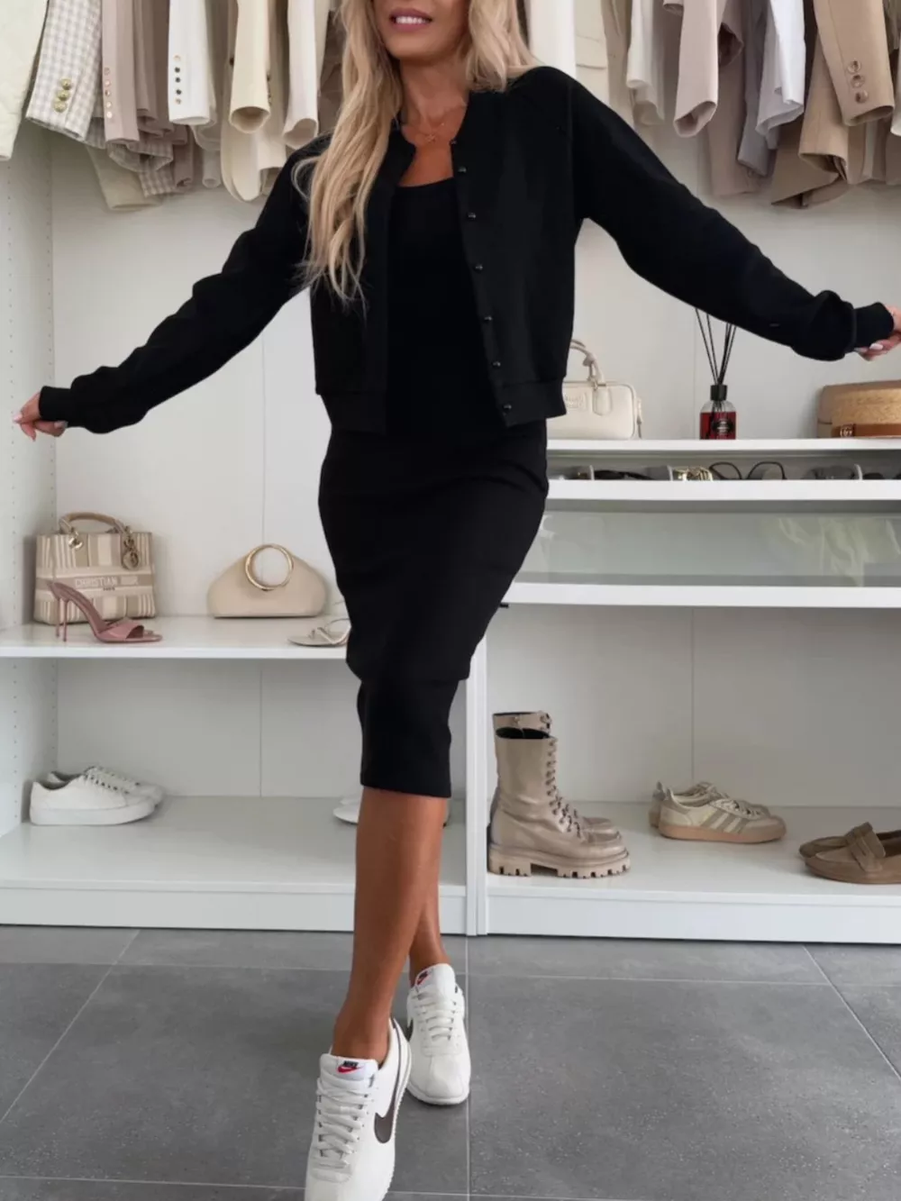 Full Size Slit Square Neck Dress and Outerwear Set Plus Size, image 8
