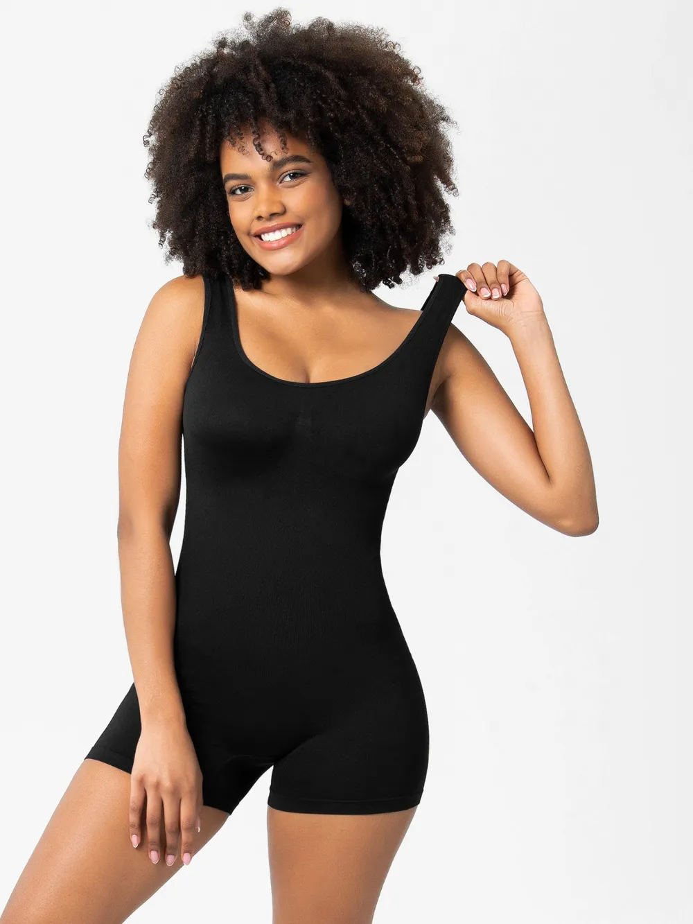 Scoop Neck Wide Strap Shaping Romper, image 4
