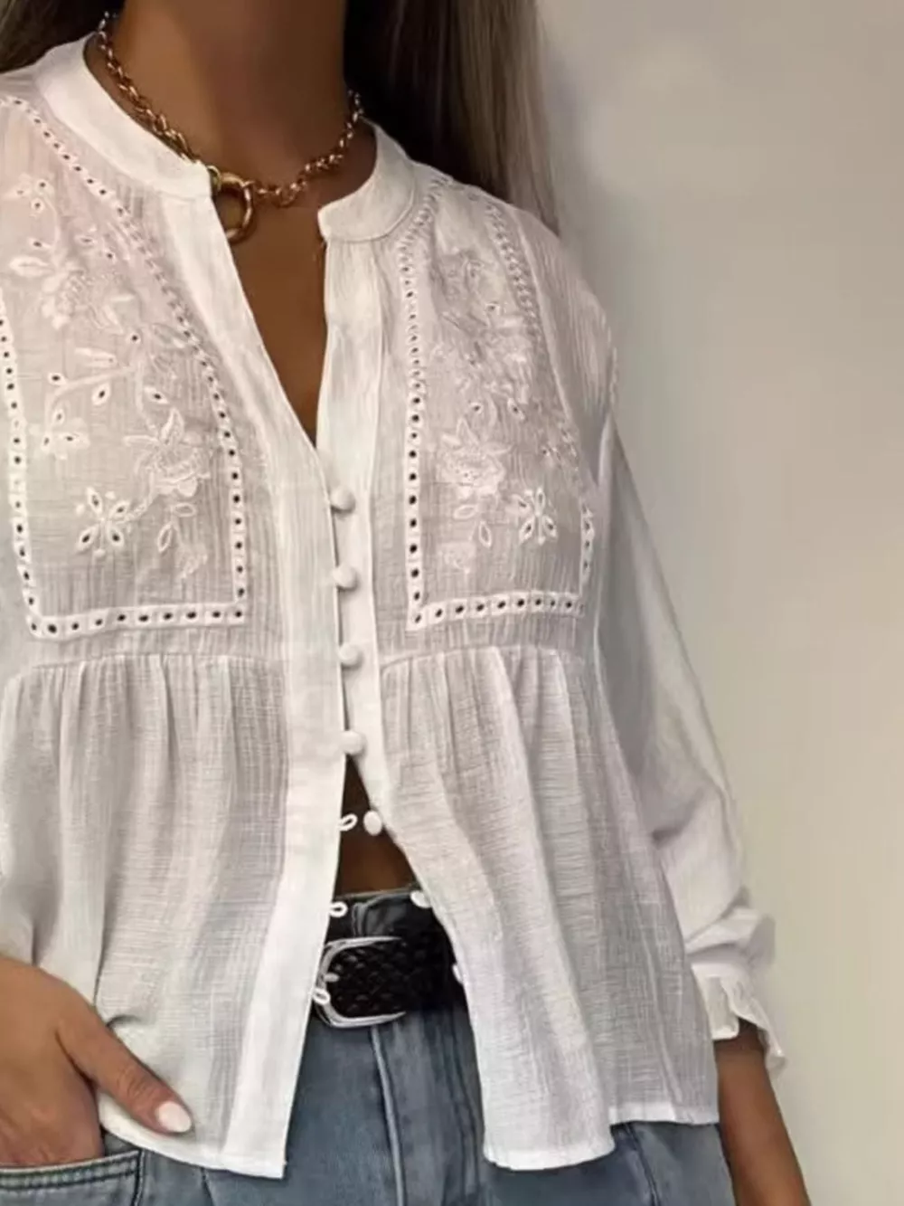 Embroidered Detail Button-Down Shirt, image 2