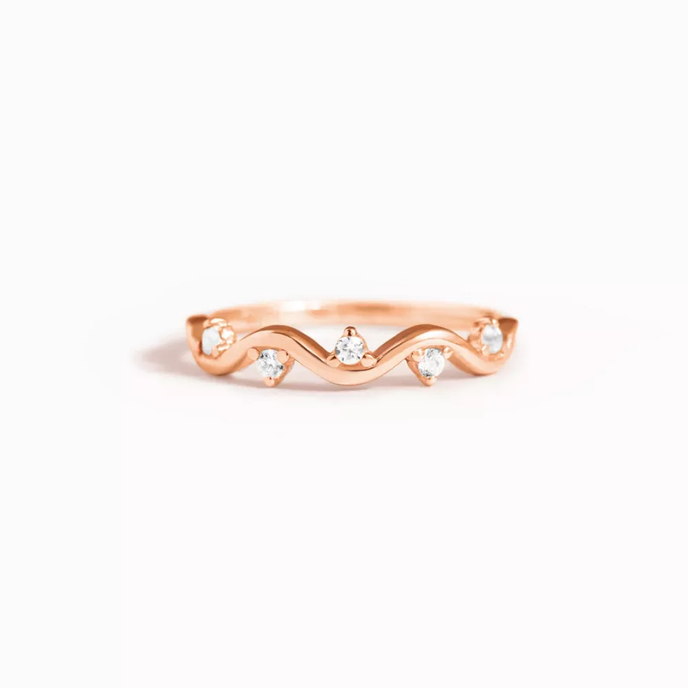 925 Sterling Silver Zircon Wave Ring, image 4