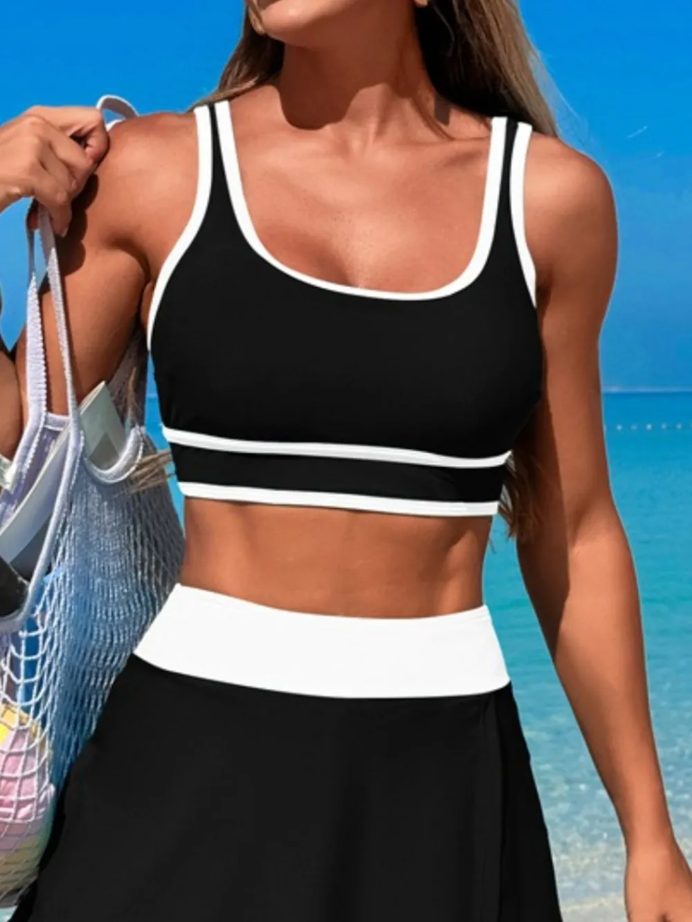 Scoop Neck Top and Skort Swim Set, image 9
