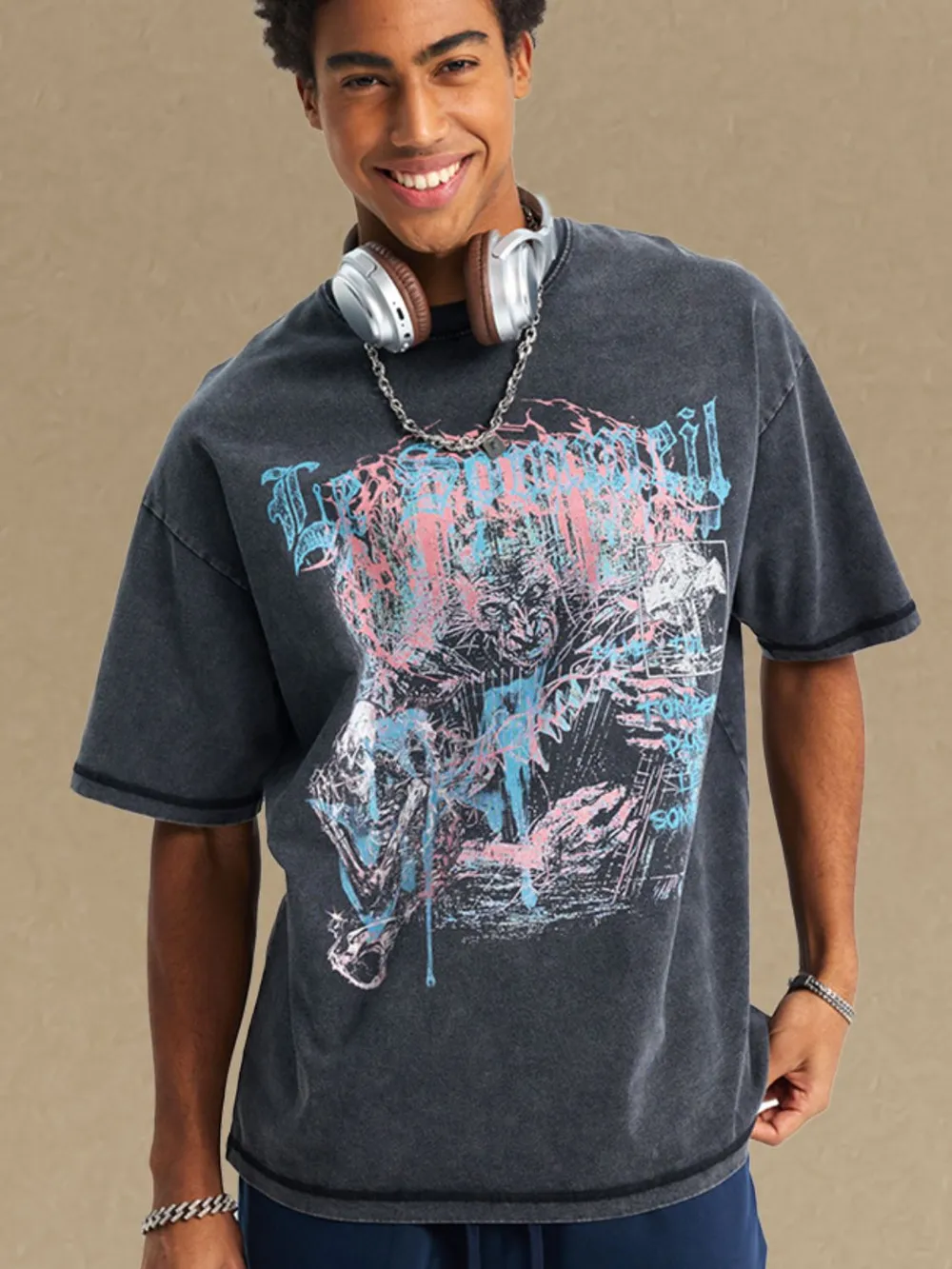 Men's Graphic Round Neck Half Sleeve T-Shirt, image 3