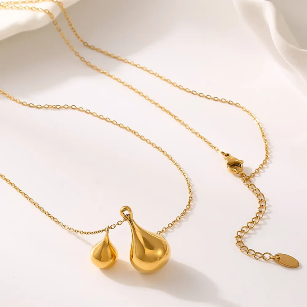 Stainless Steel Water Drop Shape Pendant Necklace, image 3