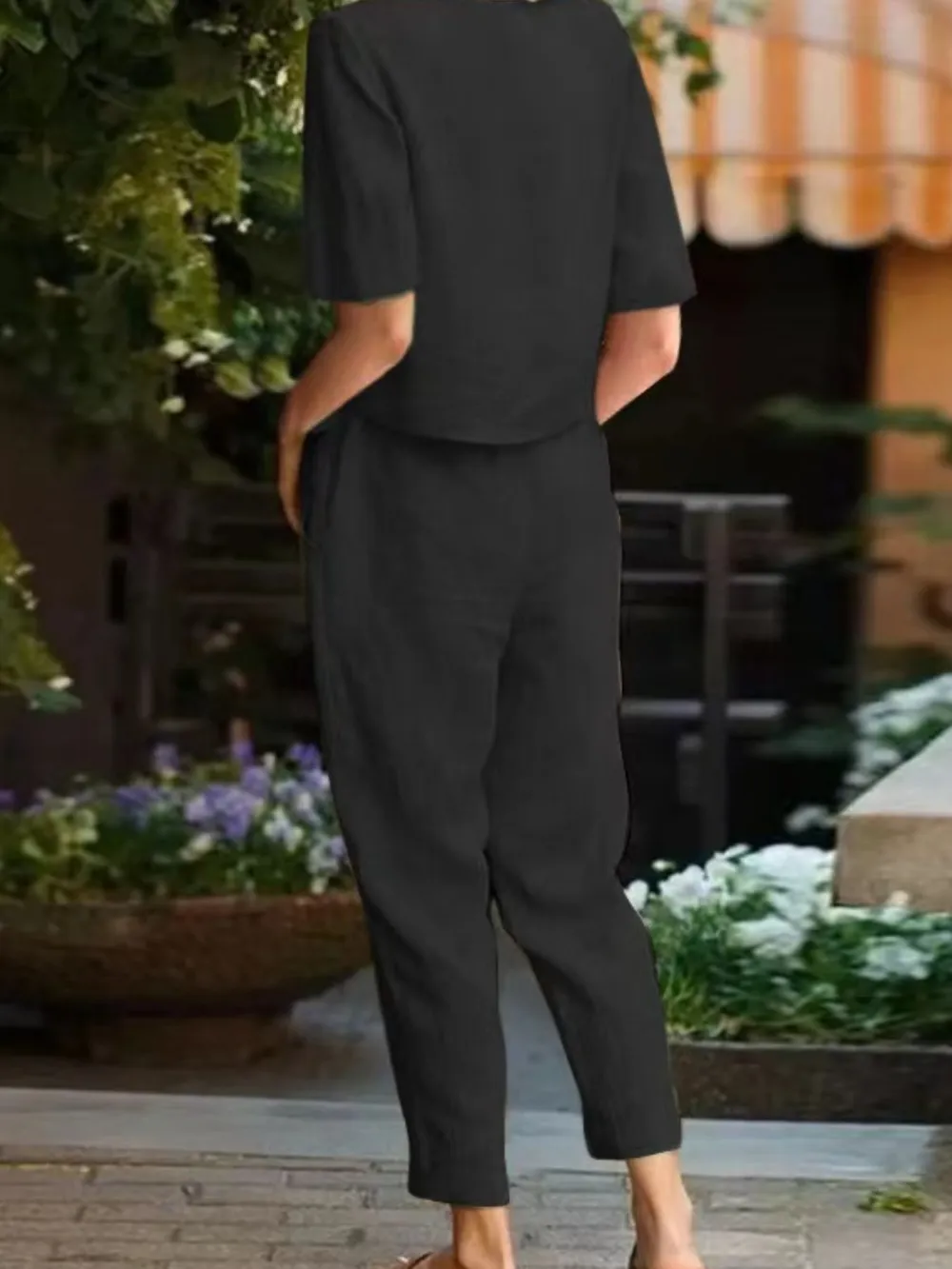 Full Size Round Neck Short Sleeve Top and Pants Set Plus Size, image 5