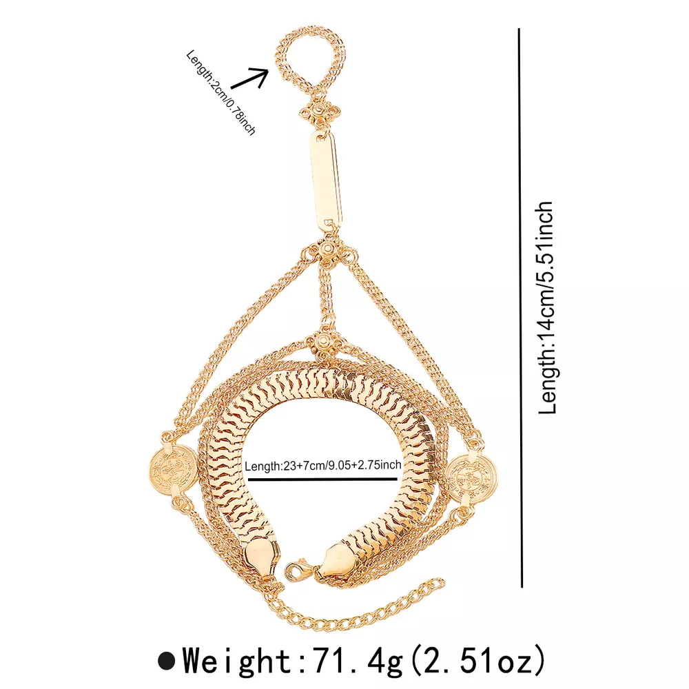 Multi Layered Chain Bracelet with Finger Ring, image 4