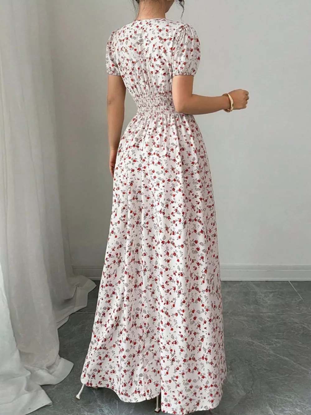 Floral Print V-Neck Maxi Dress, image 2