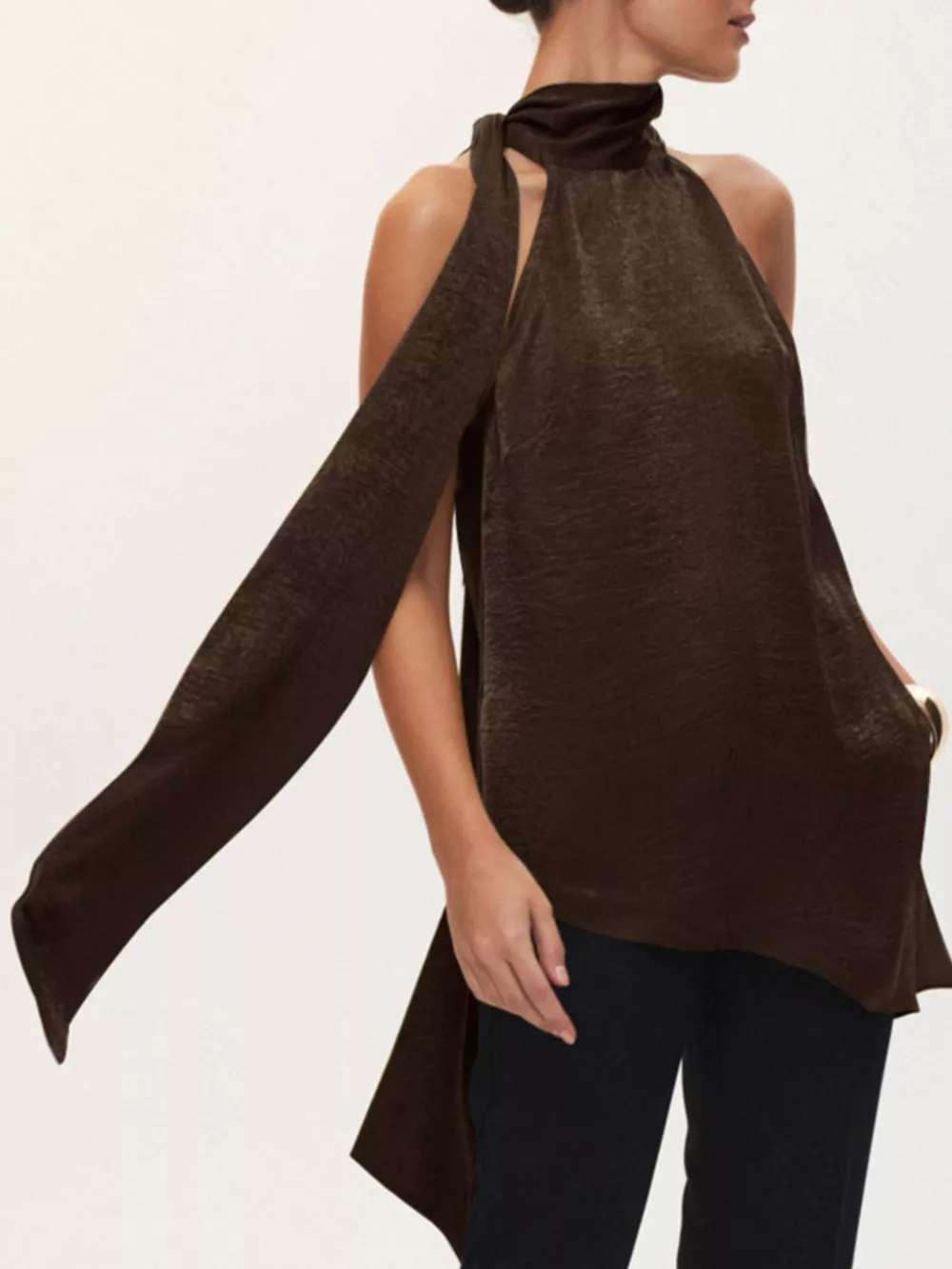 Elegant Halter Neck Asymmetrical Sleeveless Top, image 3