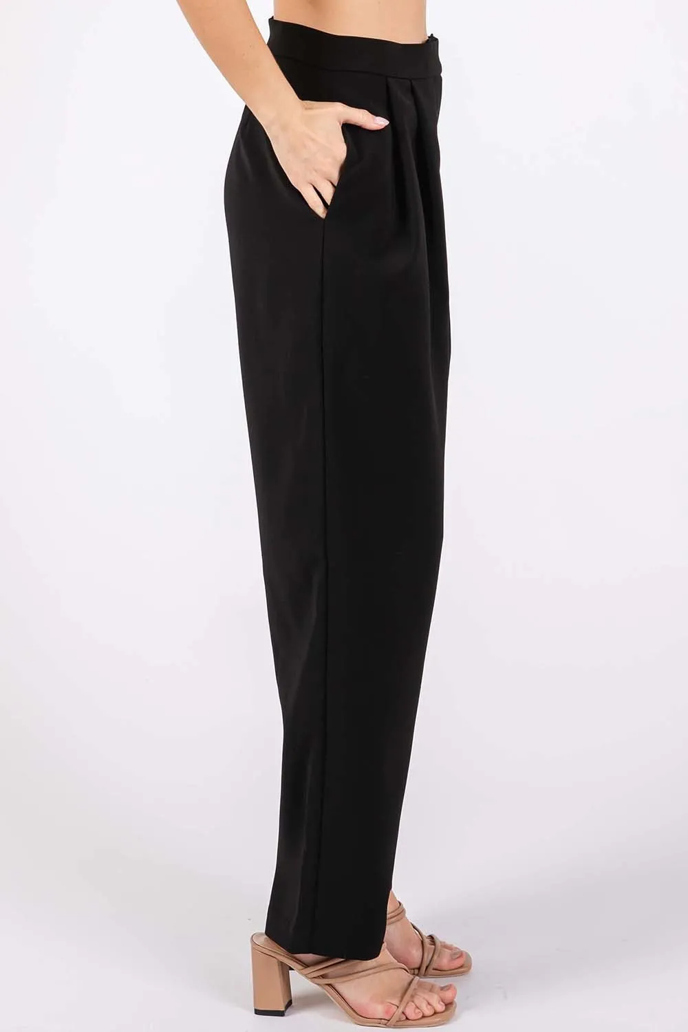 High-Waisted Pleated Pants, image 3