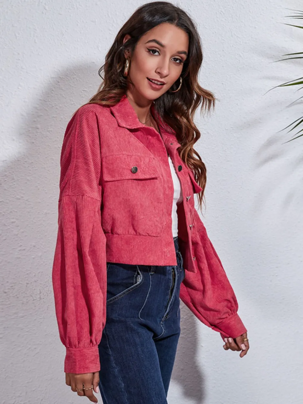 Button Down Collared Neck Cropped Jacket, image 10