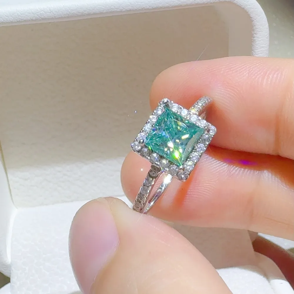 2 Carat 925 Sterling Silver Moissanite Square Shape Ring, image 5