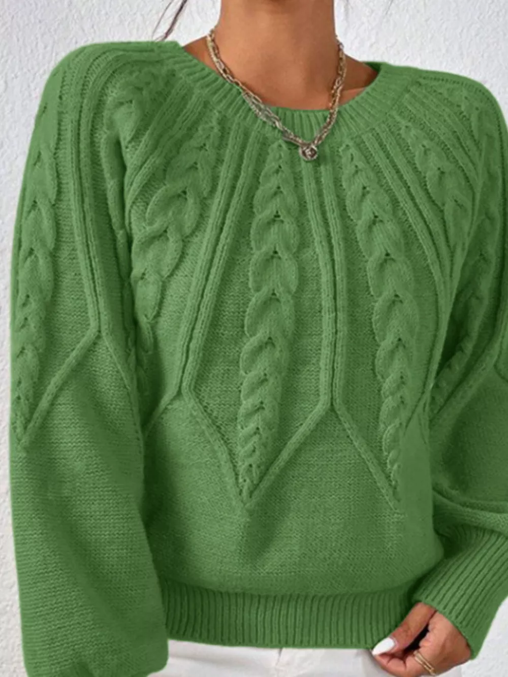 Cable Knit Long Sleeve Sweater, image 4