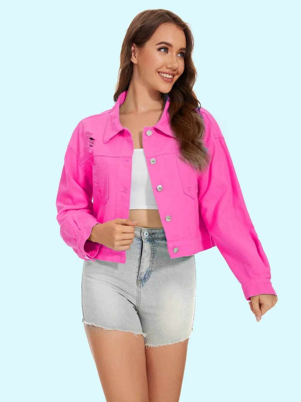 Distressed Distressed Button Up Denim Jacket, image 12