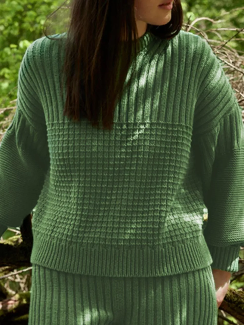Textured Knit Round Neck Sweater, image 4