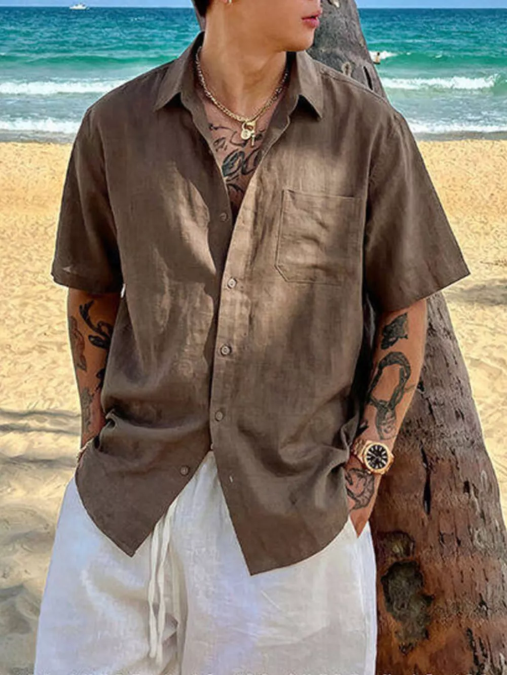 Men's Plus Size Casual Short-Sleeve Shirt, image 7