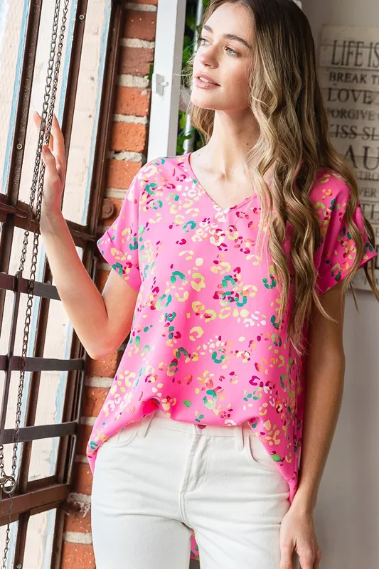 Full Size Animal print V-Neck Short Sleeve T-Shirt Plus Size, image 11