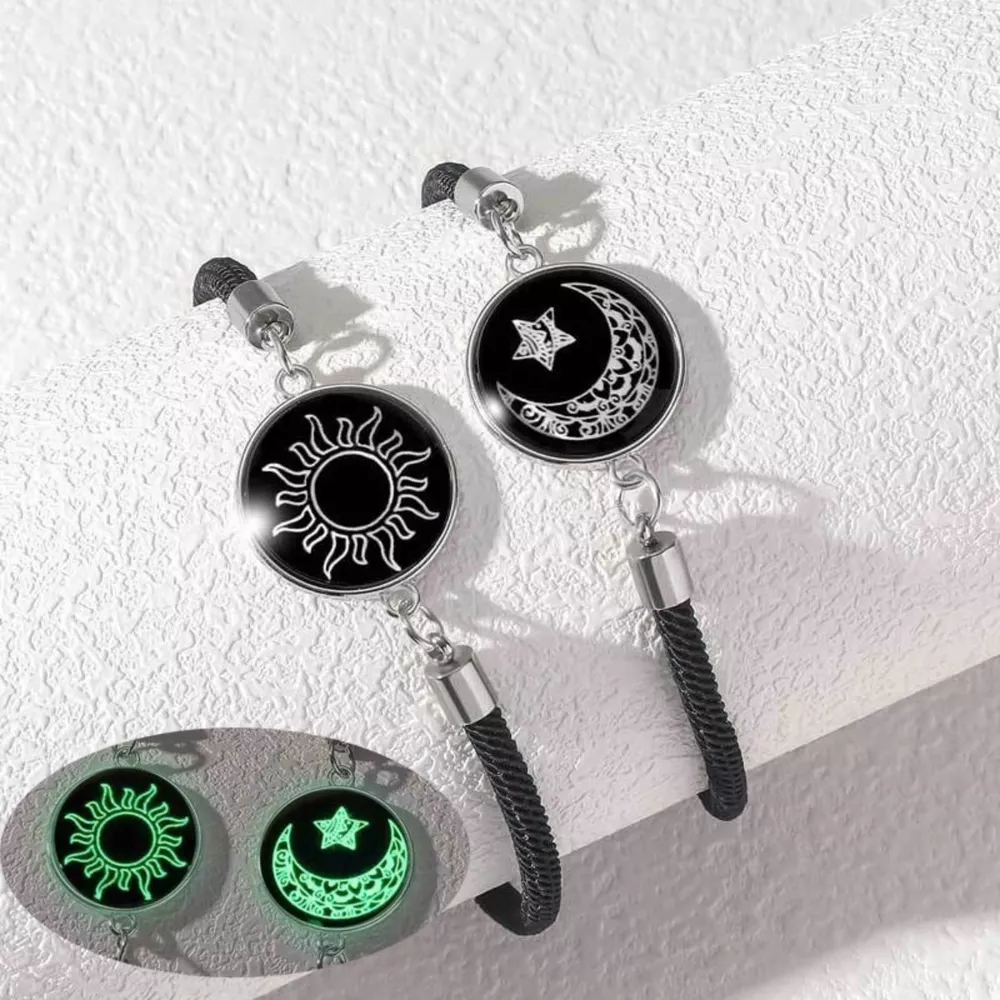 2-Piece Glow-in-the-Dark Sun Moon Bracelet