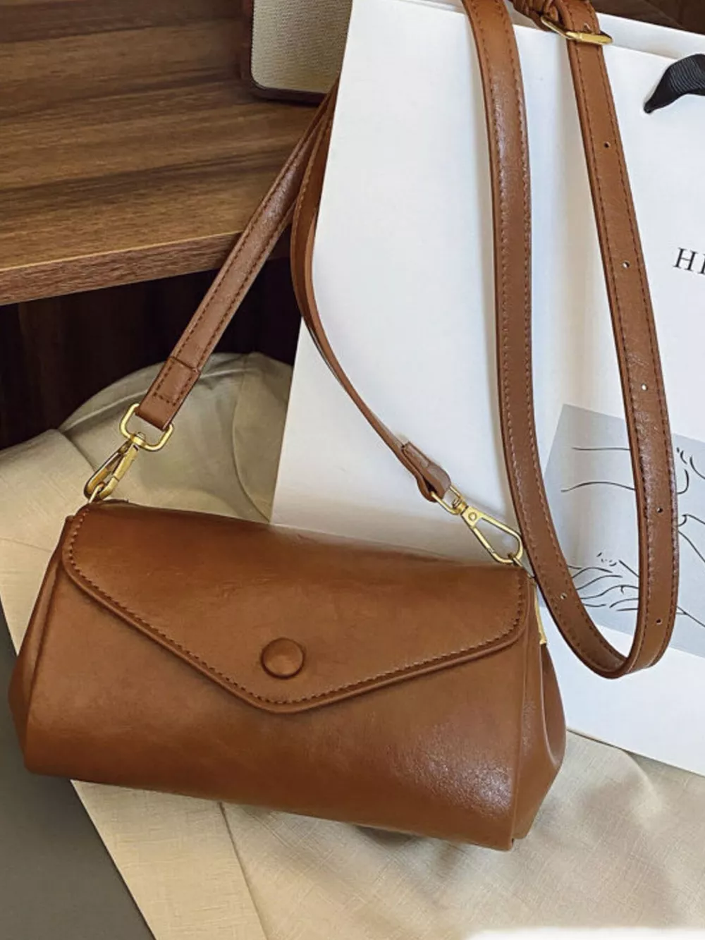 Flap Leather Crossbody Bag, image 4