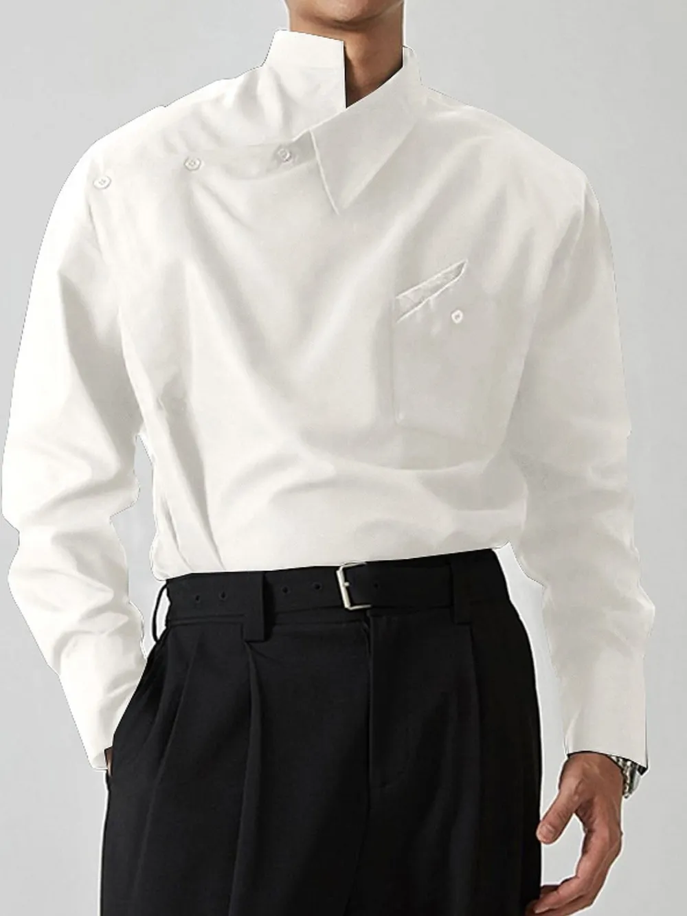 Men's Asymmetrical Long Sleeve Shirt, image 2