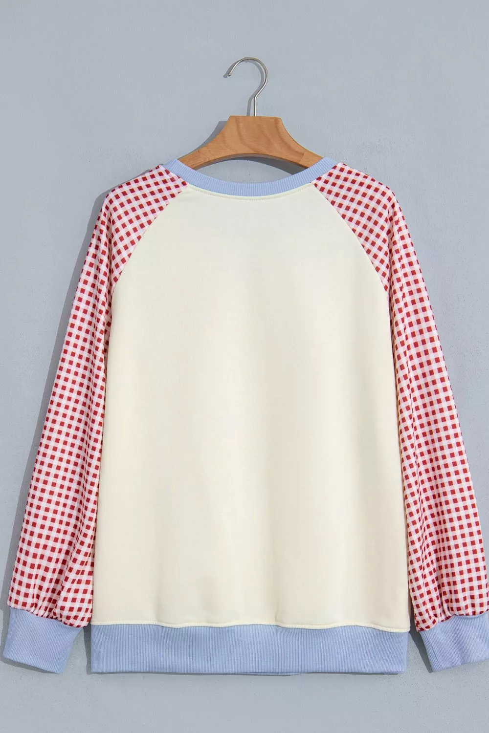 Sequin Santa Plaid Sleeve Pullover Graphic Sweatshirt, image 4