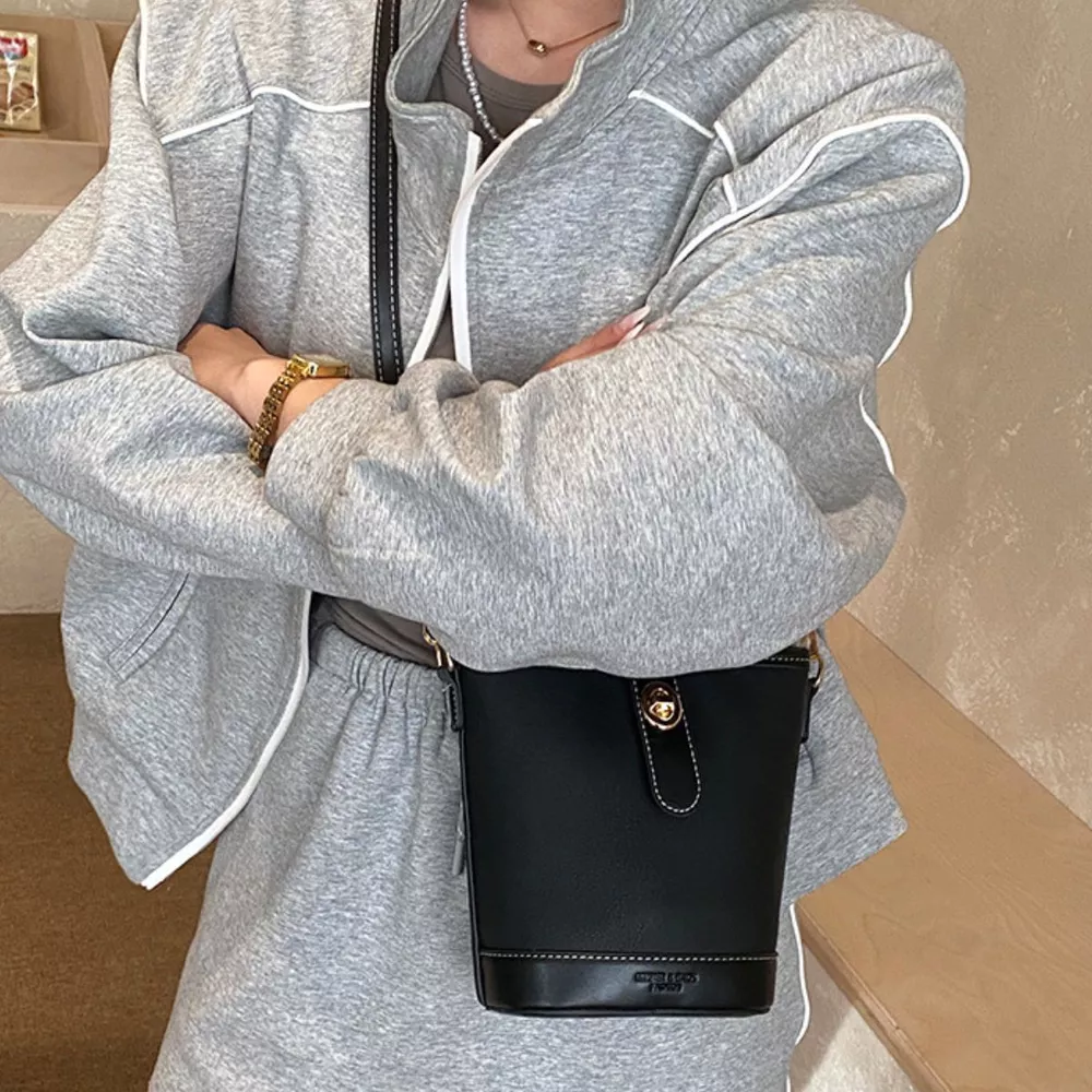 Bucket Leather Crossbody Bag, image 2