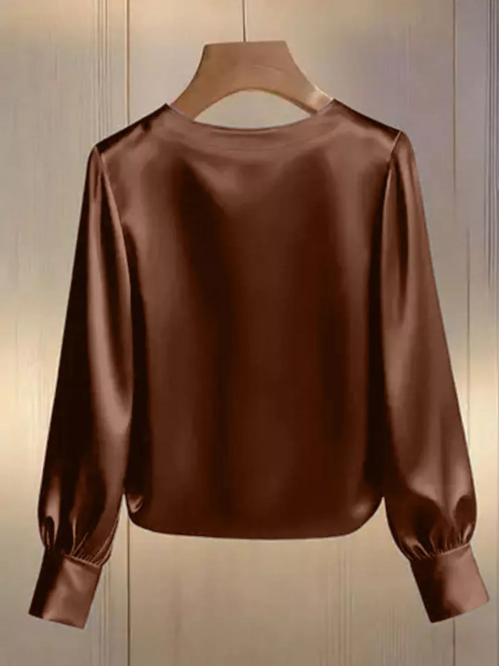 Pearl Trim Round Neck Silk Blouse, image 16