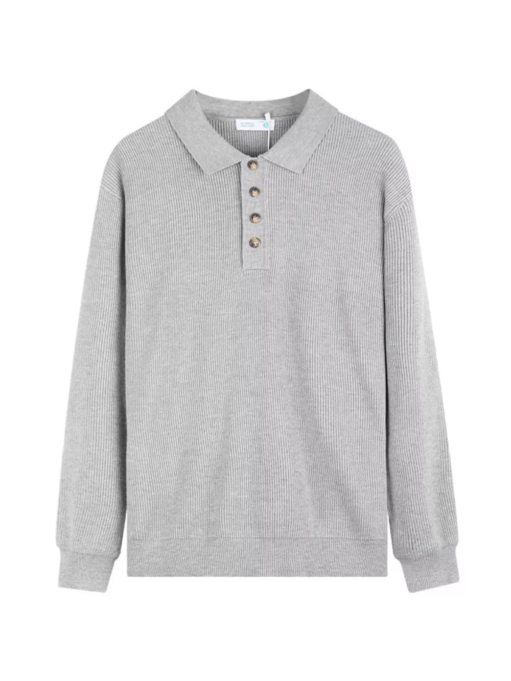 Men's Plus Size Ribbed Knit Polo Collar Sweater, image 3