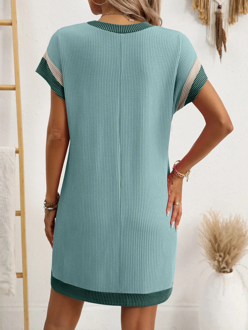Round Neck Short Sleeve Mini Dress, image 6