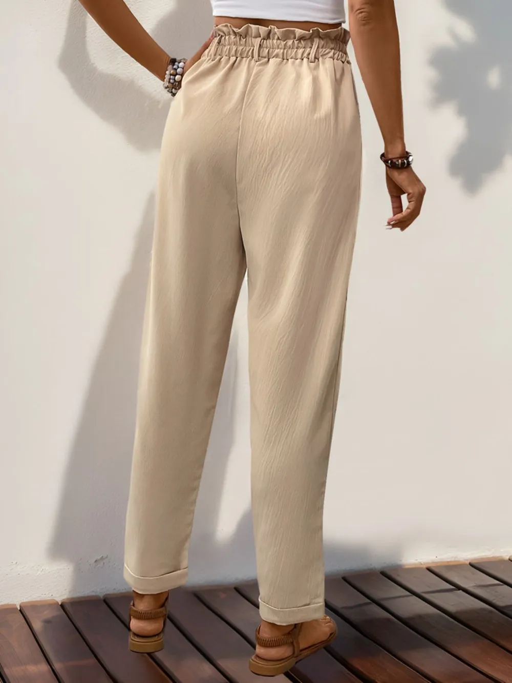 Frill High Waist Pants with Pockets, image 2