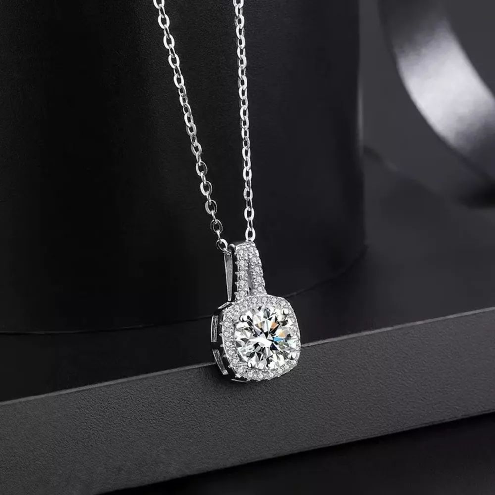 1 Carat Moissanite 925 Sterling Silver Pendant Necklace, image 2