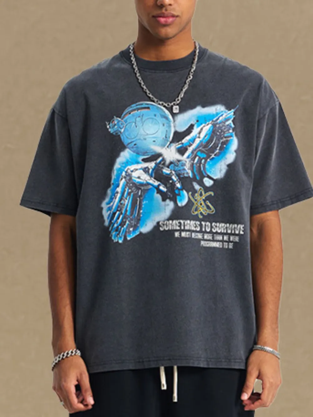 Men's Graphic Round Neck Half Sleeve T-Shirt, image 3