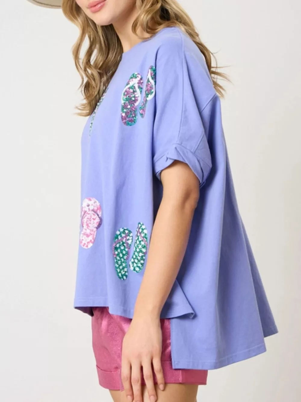 Flip-Flop Print Round Neck Casual T-Shirt, image 5
