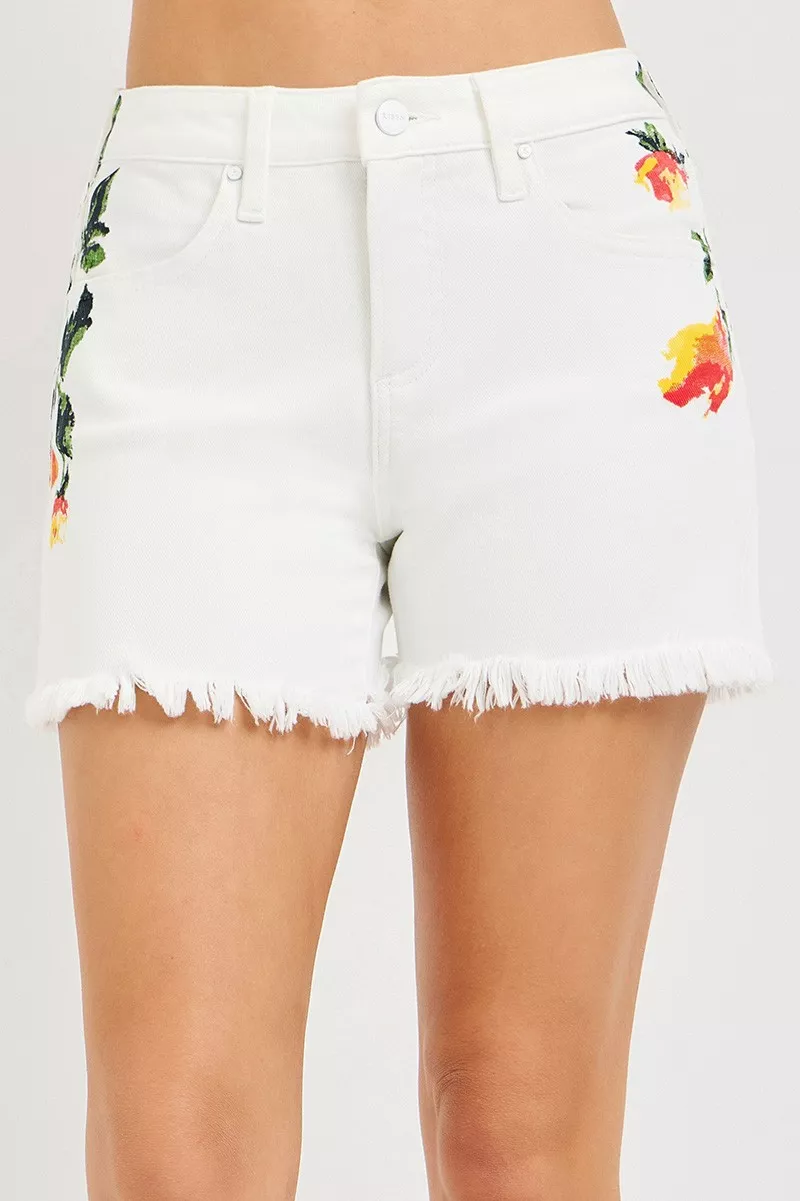 Tummy Control High Rise Flower Printed Shorts