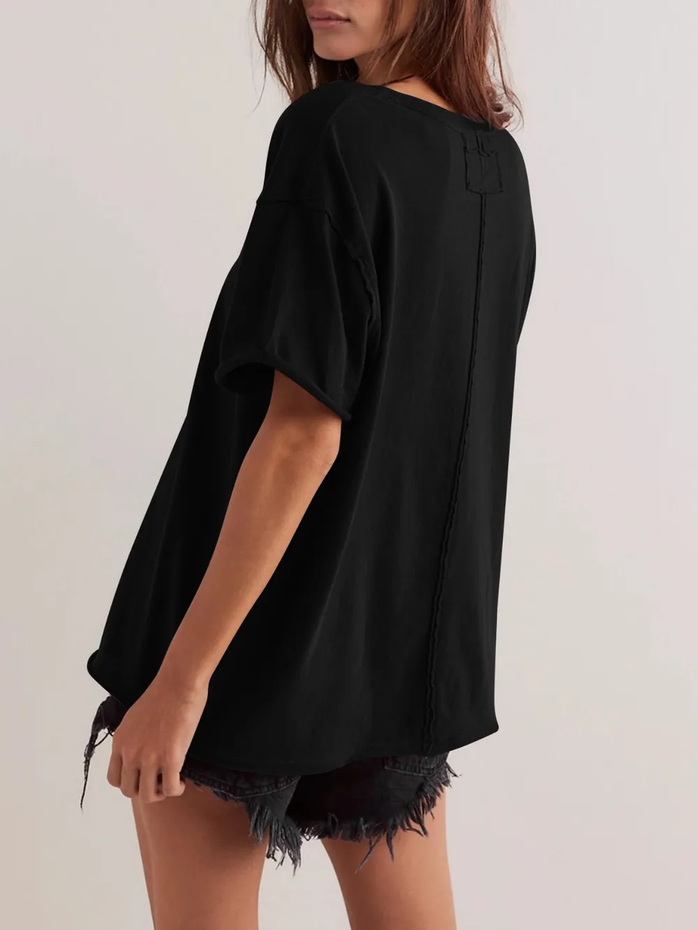 Exposed Seam Round Neck Half Sleeve T-Shirt, image 26
