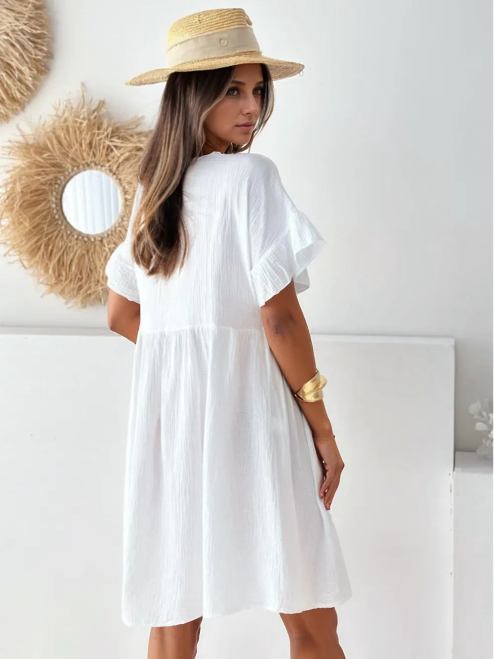 Round Neck Short Sleeve Mini Dress, image 5
