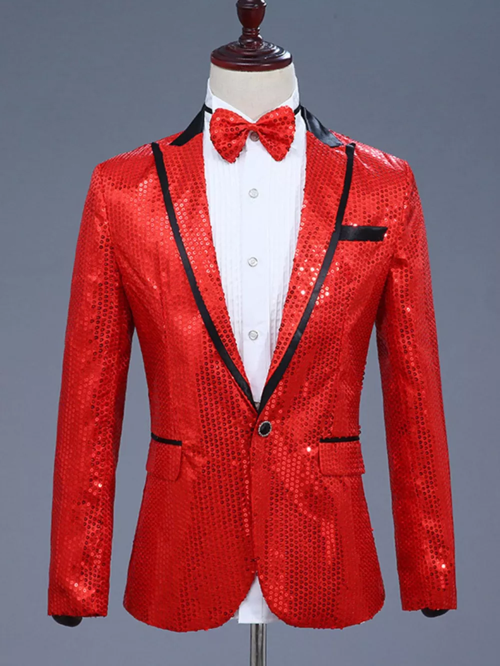 Men's Full Size Sequin One Button Long Sleeve Blazer Plus Size, image 8