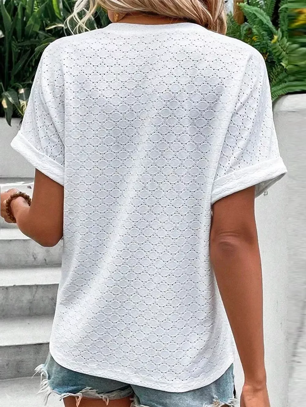 Notched Short Sleeve Top, image 2