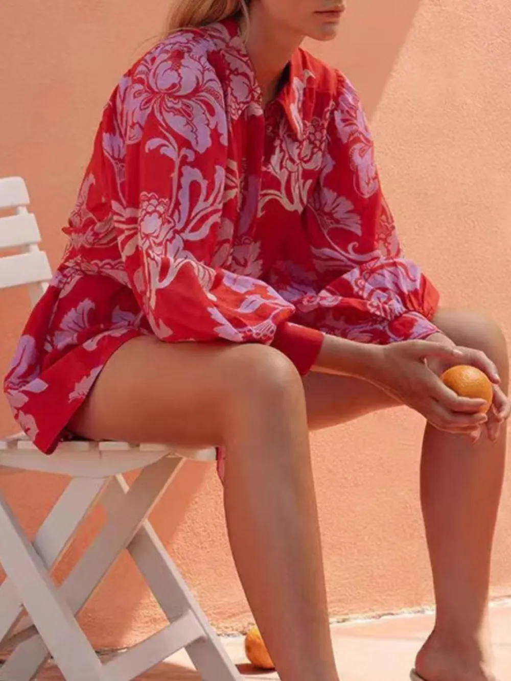 Printed Long Sleeve Belted Romper, image 2
