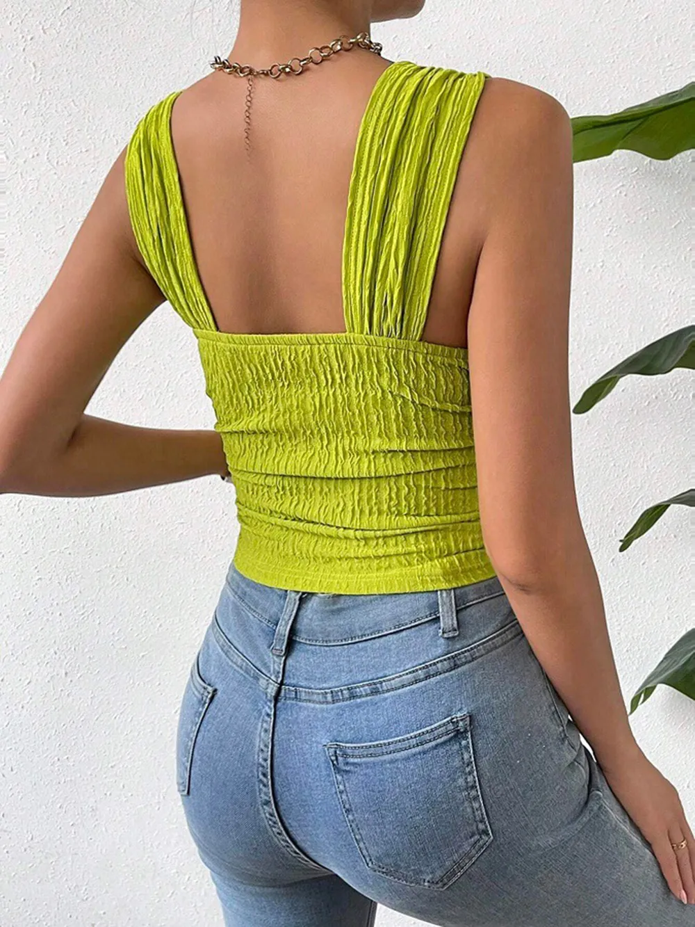 Textured Square Neck Wide Strap Tank, image 11