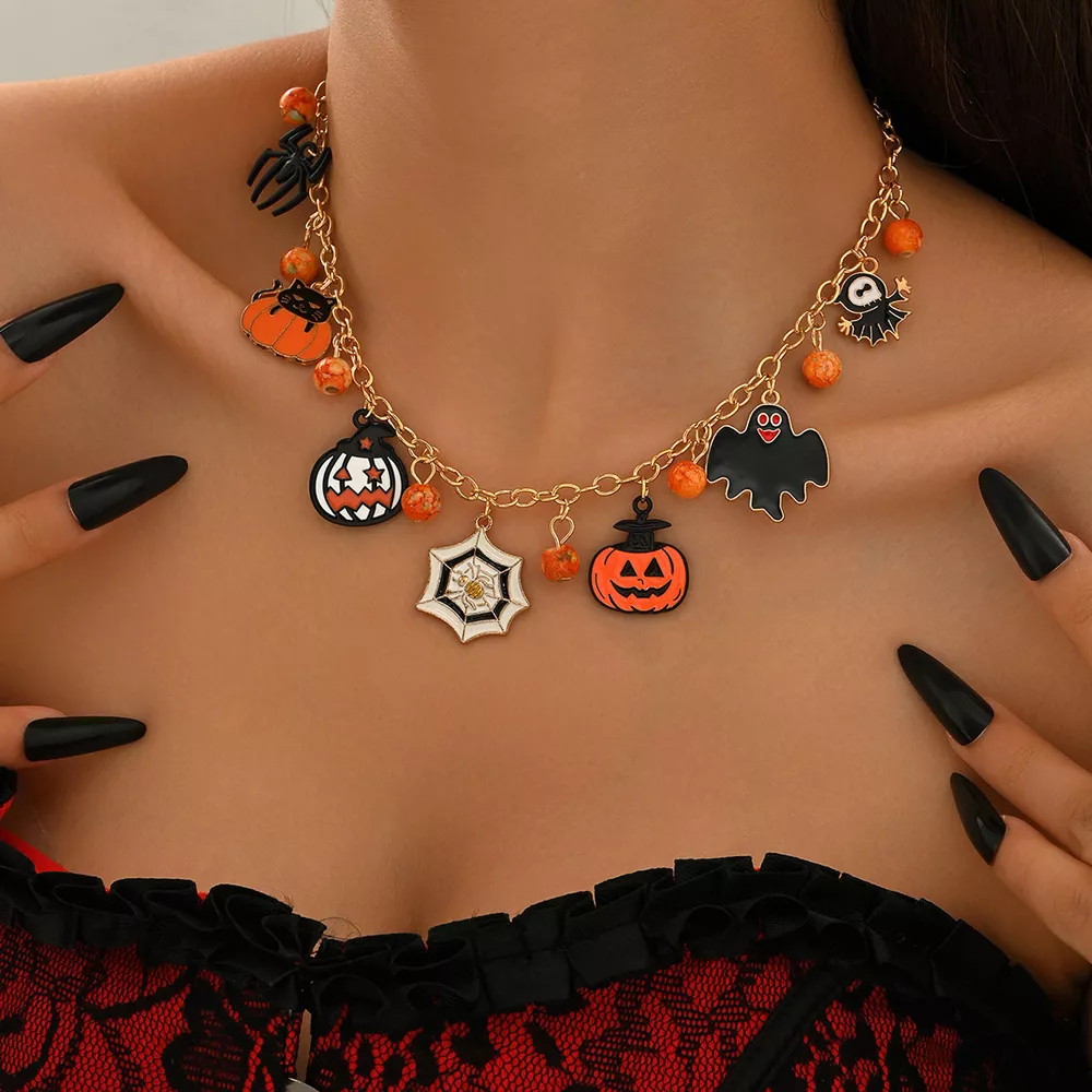 18K Gold-Plated Halloween Charm Necklace, image 2