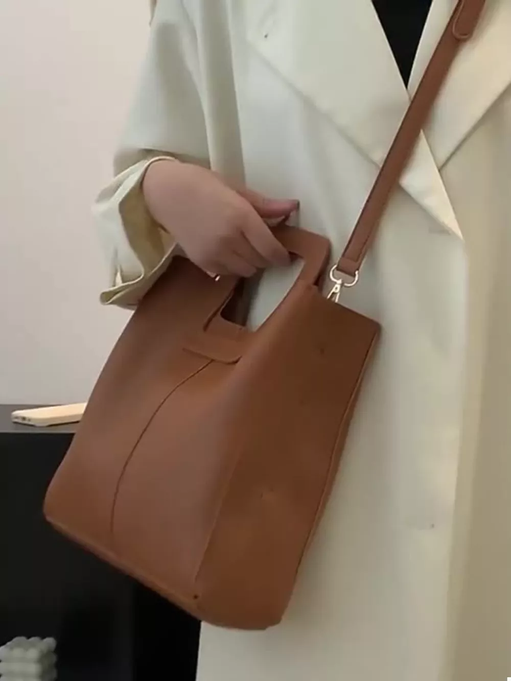 Square Handle PU Leather Crossbody Bag, image 5
