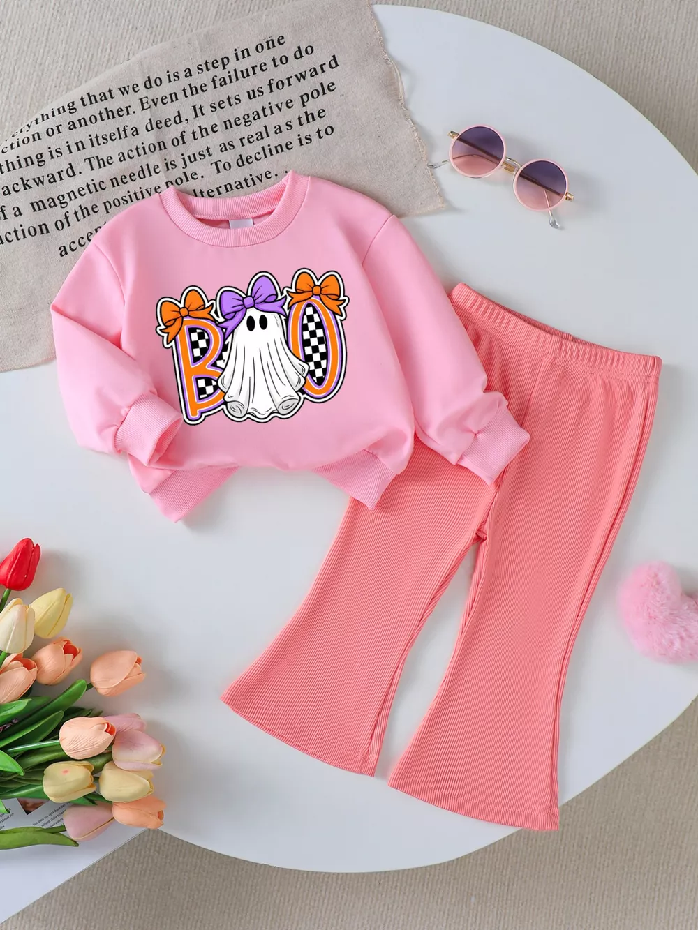 Children's Halloween Graphic Sweatshirt and Flare Pants Set, image 13