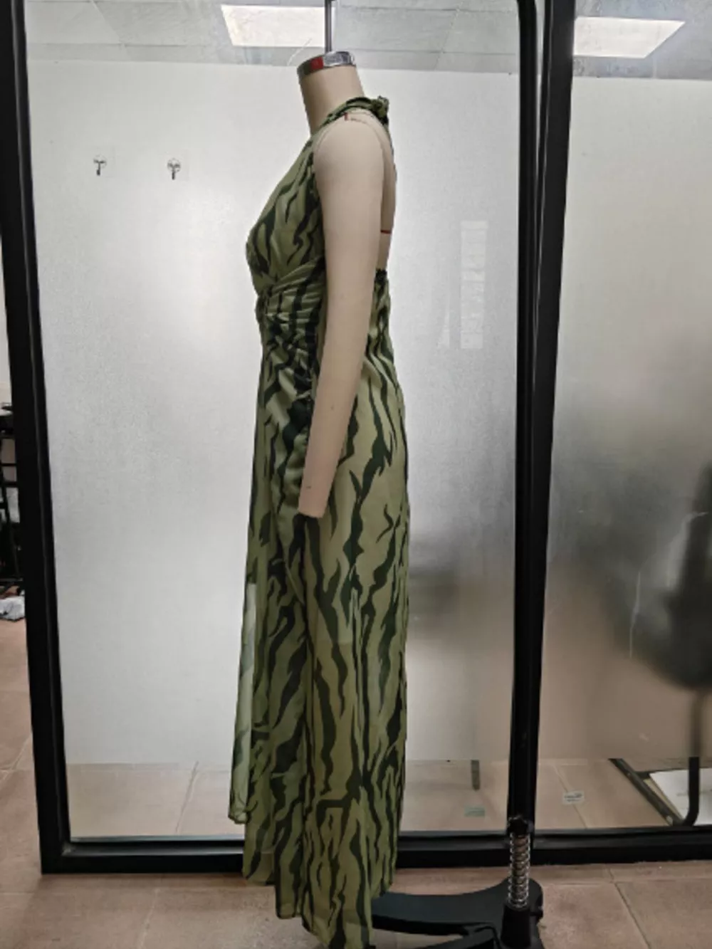 Halter Neck Ruched Maxi Dress, image 6